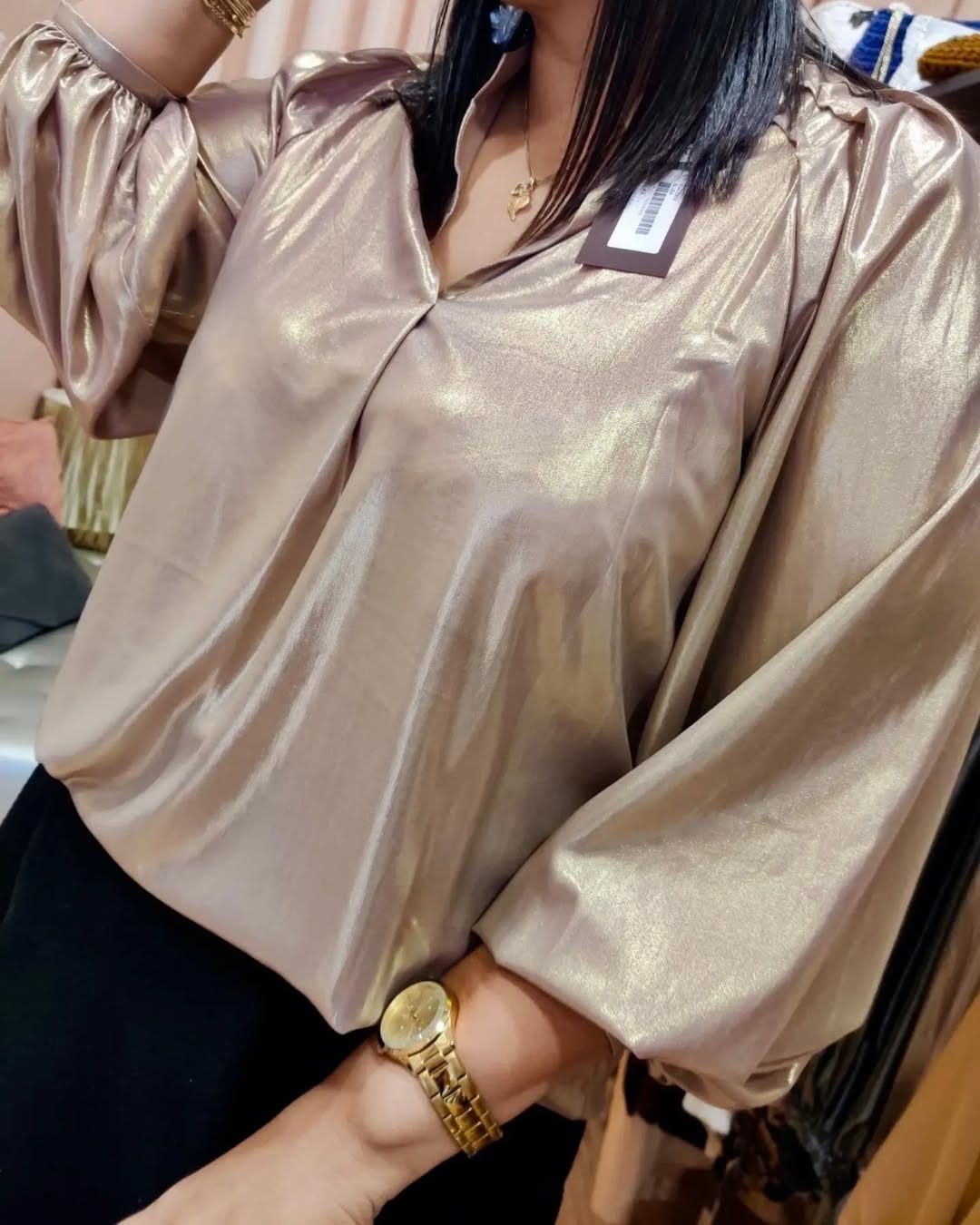 Blusa Dourada Metálica