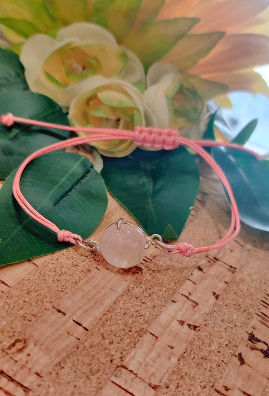 Pulseira Ajustável Quartzo Rosa