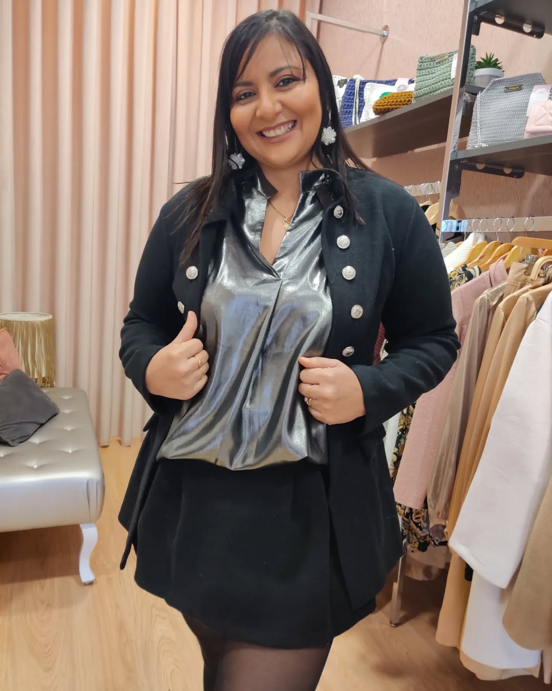 Blusa Prateada Metálica